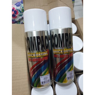 COMPAC สีสเปรย์อะครีลิค (สีขาวด้าน 2 กระป๋อง ) 100% 400cc สีสเปรย์คอมเเพค  Compac Acrylic Aerosol Spray