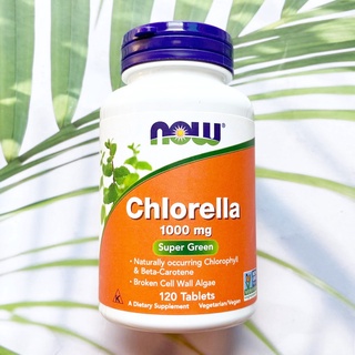 สาหร่ายคลอเรลล่า Chlorella 1000 mg 120 Tablets (Now Foods) ฟื้นฟูร่างกาย Green Superfood โปรตีนคุณภาพสูง GMP USA