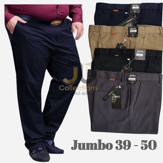 กางเกงทํางานผู้ชาย Super Jumbo กางเกงขายาว ผ้าทางการ สีดํา ขนาดใหญ่ 39-50 วัสดุเทฟลอน