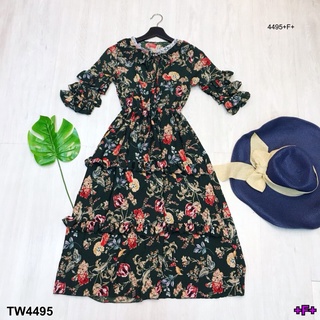 👗Pfashion [ส่งไว!!🚛] P4495 เดรสลายดอกแขนชั้นๆ Floral dress with layered sleeves