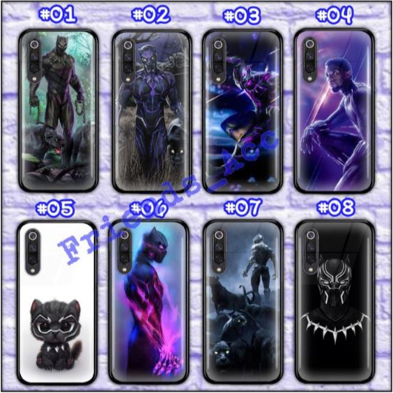XIAOMI MI 8, MI 8 SE, MI 9 PREMIUM CASE CASING GLASS MOTIF BLACKPANTHER