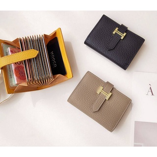 SENSES// High-Grade Leather Card Holder Womens Anti-Magnetic Multiple Card Slots Light Luxury Leather Mini Small 10 Card Holder Document Package Card Holder oNWM