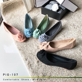 PIG-107 คัทชูประดับดอกไม้ (36-41)