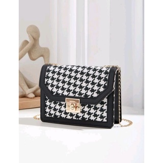 กระเป๋าสะพายข้าง ลายHoundstooth กระเป๋าFlap สินค้าพรีออเดอร์ มีปลายทาง