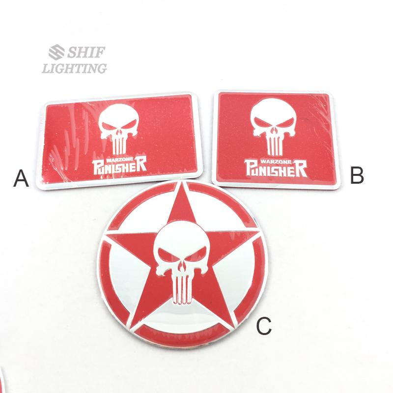 1 x Red Aluminum PUNISHER Logo Car Auto Truck Motor Sticker Emblem Badge Decal