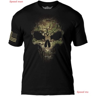 เสื้อยืดครอป ผู้ชายและผู้หญิง 7.62 Design Camouflage Skull Black topS-5XL