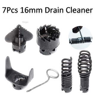 Shiyin 7pcs New 16mm Manganese Steel Drain Cleaner Machine Combination Cutter Head Set