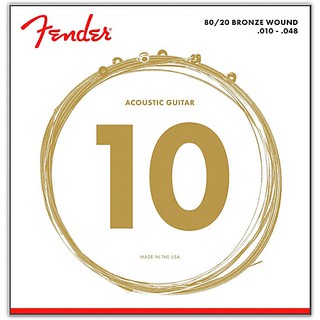 Fender® สายกีตาร์โปร่ง เบอร์ 10 ของแท้ 100% รุ่น 70XL (Extra Light .010 - .048) ** Made in USA **