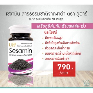 E31208 ยูอาร์ เซซามีน สารสกัดจากงาดำ 500 มก. 60 แคปซูล UR Black Sesame Seed Extract 500 mg 60 capsules