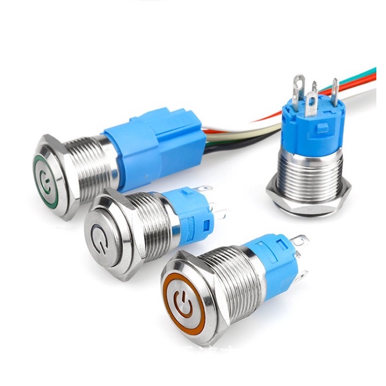 สวิตช์เปิดปิด12-24V 16mm กดติดกดดับกันน้ำ+สายไฟ