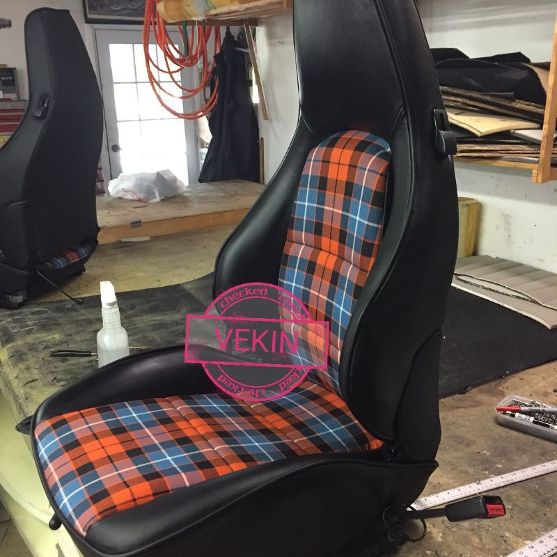 Kain kotak CHEQUERED ผ้าสไตล์เบาะรถ Kereta เบาะประตู trim แผง bumbung Kereta โซฟา