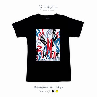 เสื้อยืดแขนสั้นคอกลม UNISEX SEIZE mode of tokyo ST115 Mix ดำ/ขาว/เหลืองอ่อน cotton100%