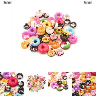 Ruibull❥ 10Pcs Lovely Diy Phone Case Decor Crafts Miniature Resin Doughnut Dollhouse Food Supply