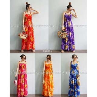 #SD006 #สายเดี่ยวลายมัดย้อมแสบ Maxi dress  แมกซี่เดรสลายขายดีอมตะ สายเดี่ยวอกใส่ยางดึงสม้อค