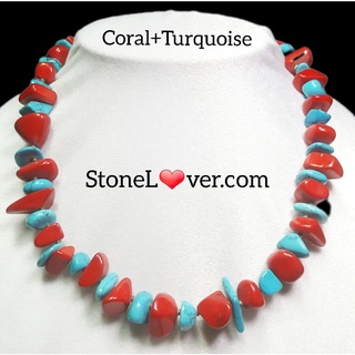 #Turquoise+Coral#สร้อยคอหินเทอควอยส์+ปะการัง