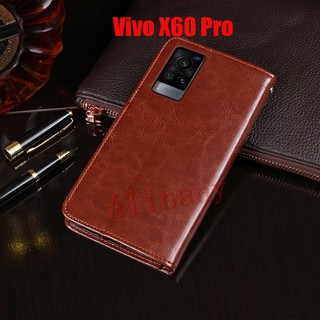 เคสโทรศัพท์มือถือหนัง PU ฝาพับ พร้อมช่องใส่บัตร สําหรับ Vivo X60 Pro X60 Pro X60Pro