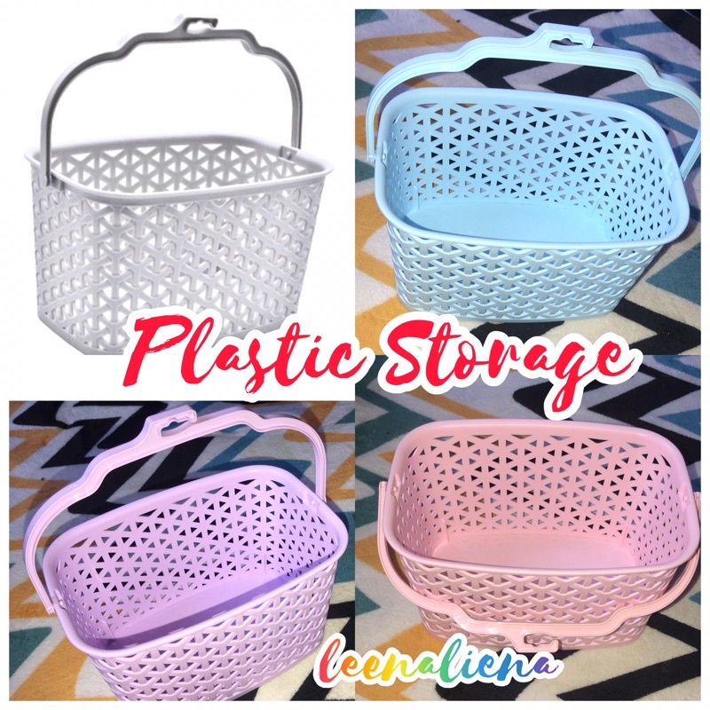 ตะกร้าเก็บพลาสติกมีหูหิ้ว (BUY5 FREE1)