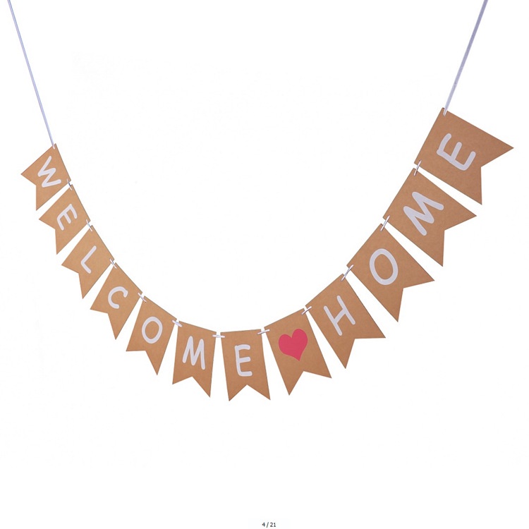 ธงแบนเนอร์กระดาษคราฟท์ ลาย Welcome Home สไตล์วินเทจ สําหรับตกแต่งบ้าน งานแต่งงาน ปาร์ตี้ ราคา ถูกที่สุด ดีลบีเคเค แกลเลอรีภาพที่ 2