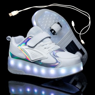 LED USB ชาร์จเด็กสองล้อสเก็ตรองเท้าเด็กผู้หญิงรองเท้าผ้าใบ