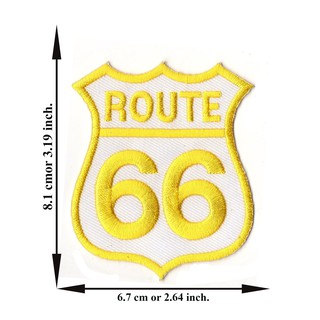 ตัดรีด ตัวรีดติดเสื้อ อาร์มปัก ติดเสื้อปัก ปักเสื้อ DIYลาย ROUTE 66 สี4