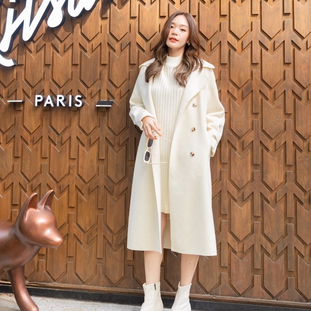 พรีออเดอร์ | Seoul trenchcoat เทรนโค้ชรุ่นโซล สีขาว รอของ 7-10 วันค่ะ