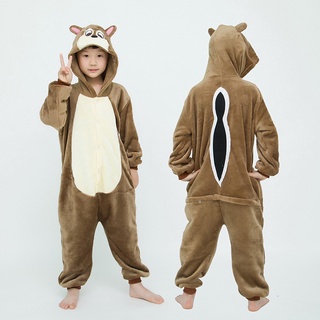 Kigurumi Chipmunk Onesies ชุดนอนจั๊มสูท คอสเพลย์ การ์ตูนสัตว์ สําหรับเด็กผู้ชาย ผู้หญิง