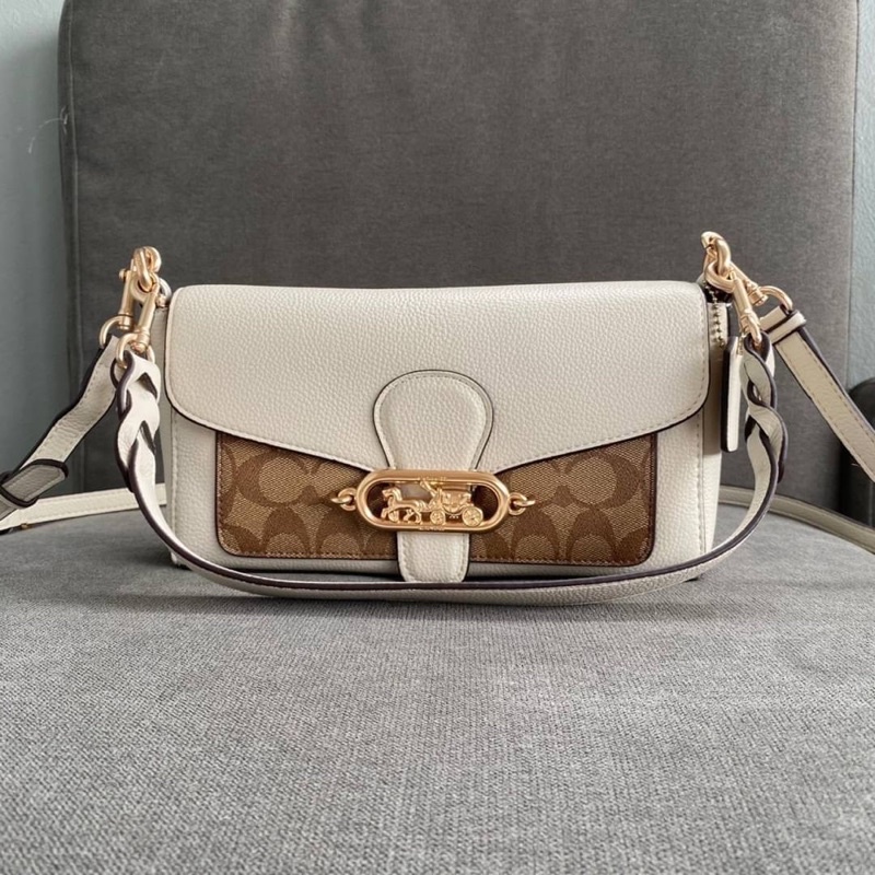 COACH SMALL JADE SHOULDER BAG WITH SIGNATURE CANVAS DETAIL (COACH