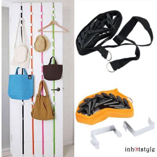 ♪TY★Adjustable Behind Door Straps Hanger Hat Bag Clothes Rack