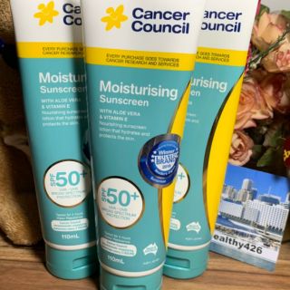 ครีมกันแดด cancer council moisturiser SPF50 ขนาด 110 ml (ทาหน้า) ทาตัว 200 ml