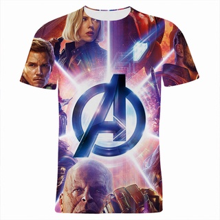 เสื้อยืดแขนสั้นลําลอง พิมพ์ลาย The Avengers 3 มิติ แฟชั่นฤดูร้อน สไตล์สตรีท สําหรับผู้ชาย และผู้หญิง