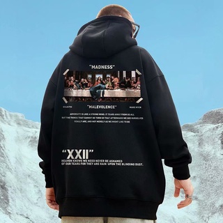 [M-8XL] เสื้อกันหนาวมีฮู้ดหมวก t ฤดูใบไม้ผลิและฤดูใบไม้ร่วงปี 2021 ใหม่เสื้อกันหนาวชาย INS คลุมด้วยผ้าอินเทรนด์แบรนด์หลวมพลัสไขมันขนาดบวกเสื้อผ้าผู้ชายอินเทรนด์เสื้อมีฮู้ดแบบสบาย ๆ ขนแปรงด้านใน