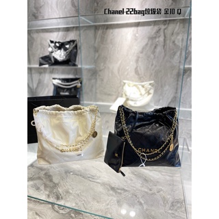 【Zona1993】CHANEL 22bag Double C Gold Coin Pendant กระเป๋าถือ กระเป๋าสะพายไหล่ 35x37x7 ซม. สําหรับผู้หญิง