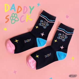 Daddy Sock Butterfree ถุงเท้าสีดำ ลายผีเสื้อสุดน่ารัก