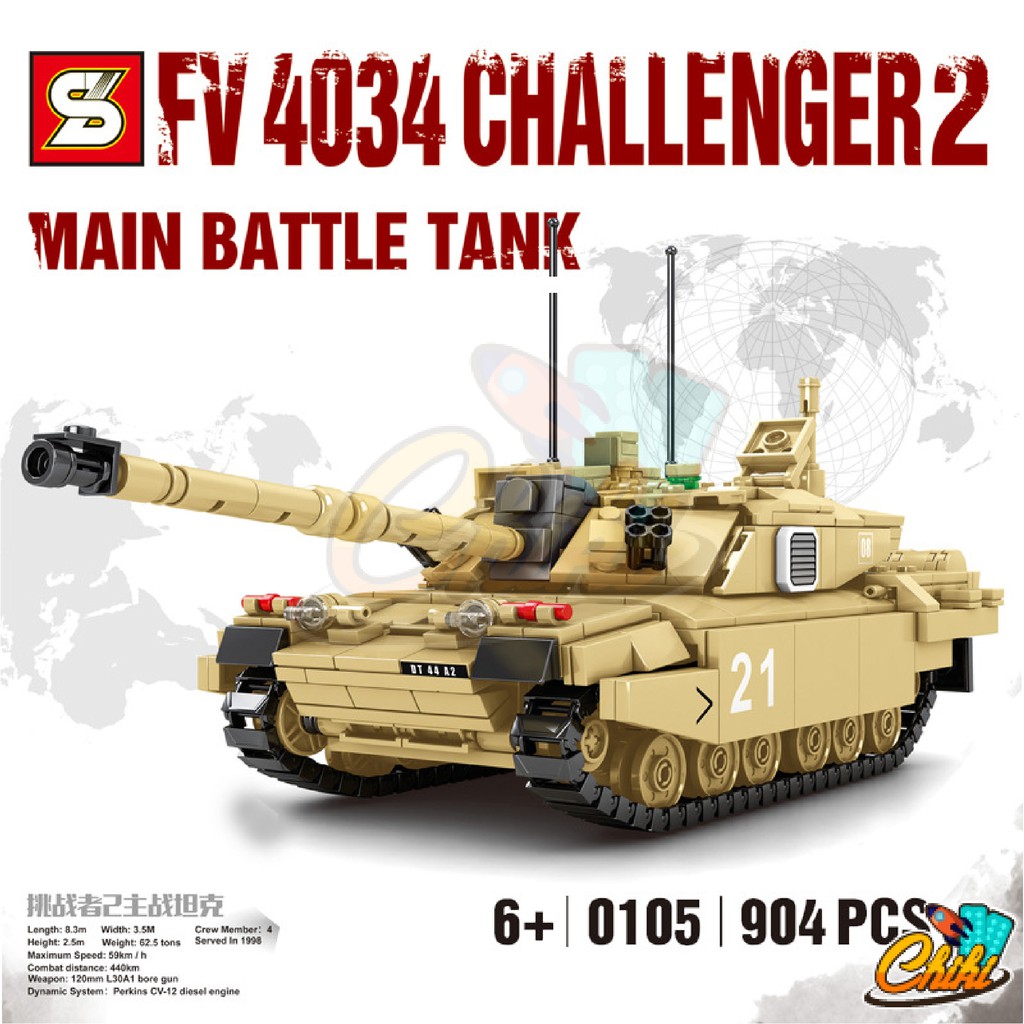 ชุดตัวต่อ รถถัง FV 4034 CHALLENGER2 MAIN BATTLE TANKN SY0105 จำนวน 904 ชิ้น