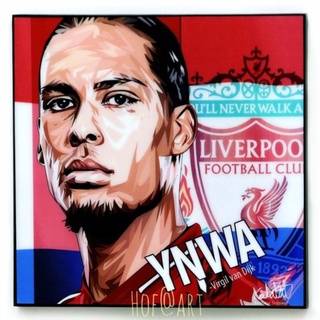 Virgil van Dijk เฟอร์จิล ฟัน ไดก์ ทีม Liverpool ลิเวอร์พูล​ หง​ส์แดง​ รูปภาพ​ติด​ผนัง​ pop art ฟุตบอล​ กรอบรูป​​ ของขวัญ