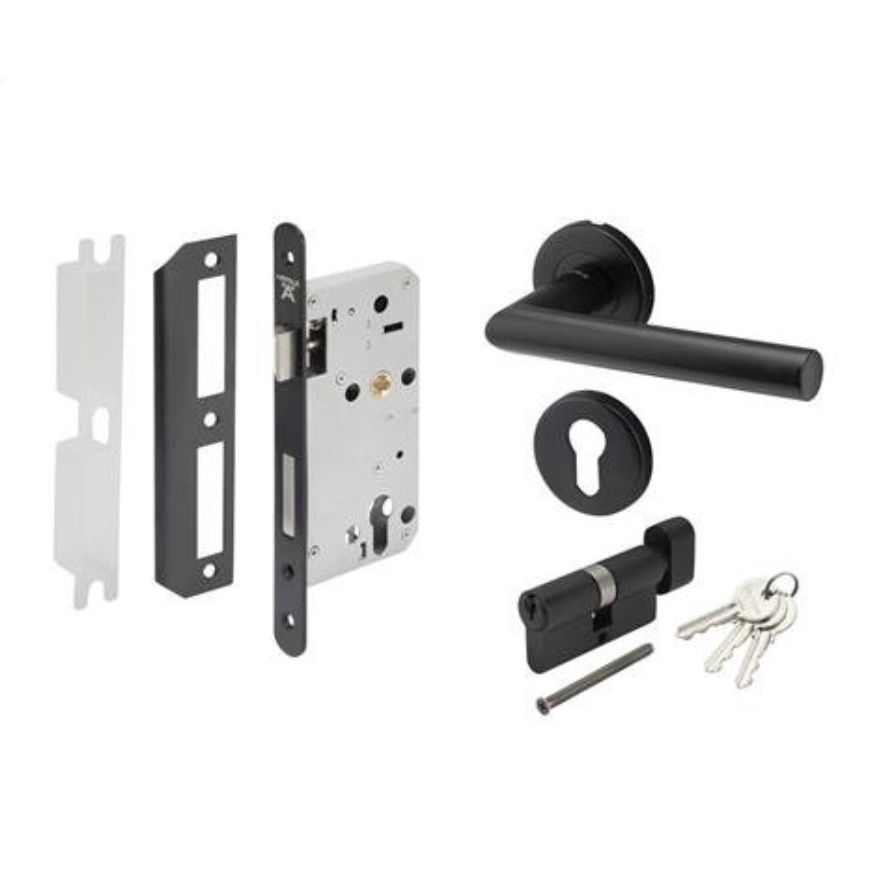 Hafele มือจับก้านโยกห้องทั่วไป/ห้องน้ำ/DUMMY สีดำ MORTISE HAFELE 499.10.134 / 499.10.135 / 499.62.27