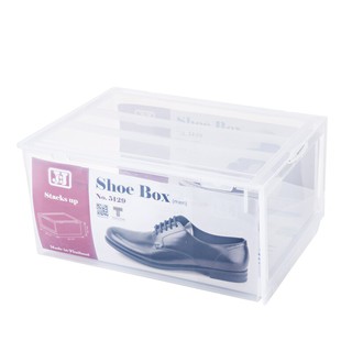 กล่องใส่รองเท้าชายพลาสติกเปิดข้าง สีใส JCJ 5129 Side open plastic shoe box, clear color, JCJ 5129