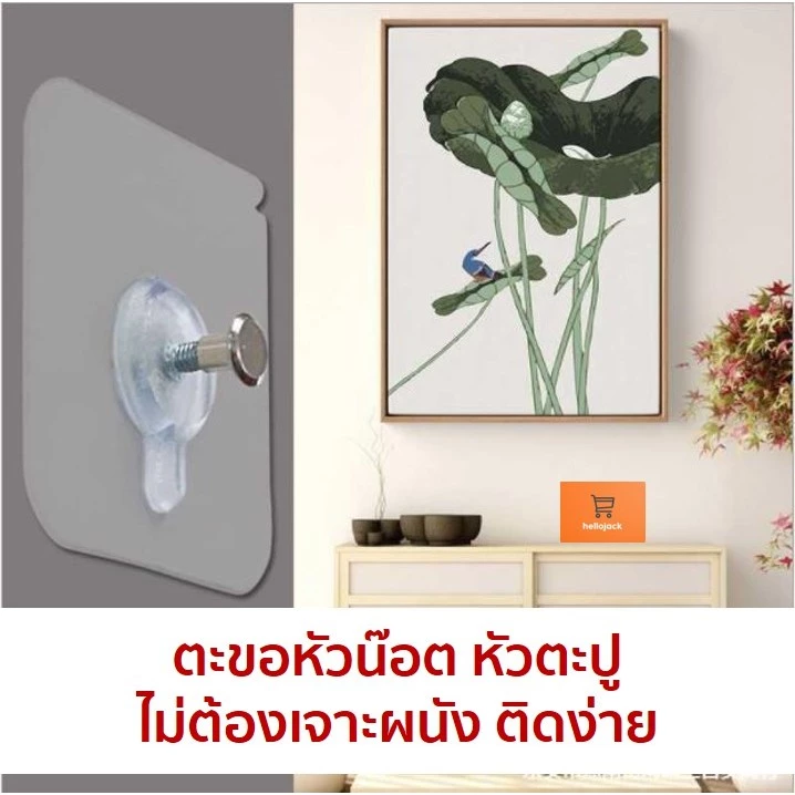 พร้อมส่ง! ตะขอแขวนติดผนัง ตะขอแปะผนัง ตะขออเนกประสงค์ ติดกำแพง ติดเพดาน ตะขอแขวน ตะขอแขวนติดผนัง thumbnail 10