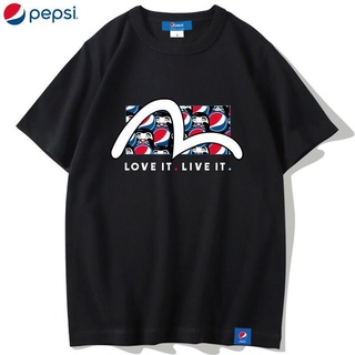 เสื้อยืดโอเวอร์ไซส์Pepsi official ใหม่ เสื้อยืดแขนสั้น ผ้าฝ้าย ทรงหลวม สไตล์สตรีทอเมริกัน แฟชั่นสําหรับผู้ชาย และผู้หญิง