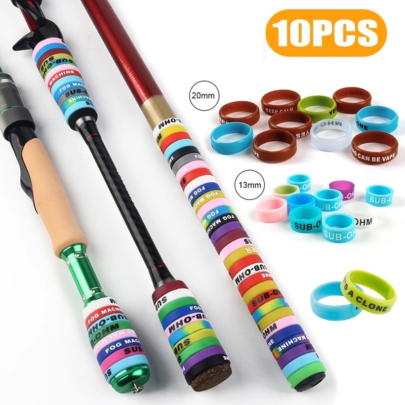 10 ชิ้น ที่จับคันเบ็ดตกปลา กันลื่น ฝาครอบป้องกัน / ซิลิโคน ยืดหยุ่น ที่จับคันเบ็ดตกปลา / เครื่องมือตกปลา กลางแจ้ง แบบพกพา / ขายดี