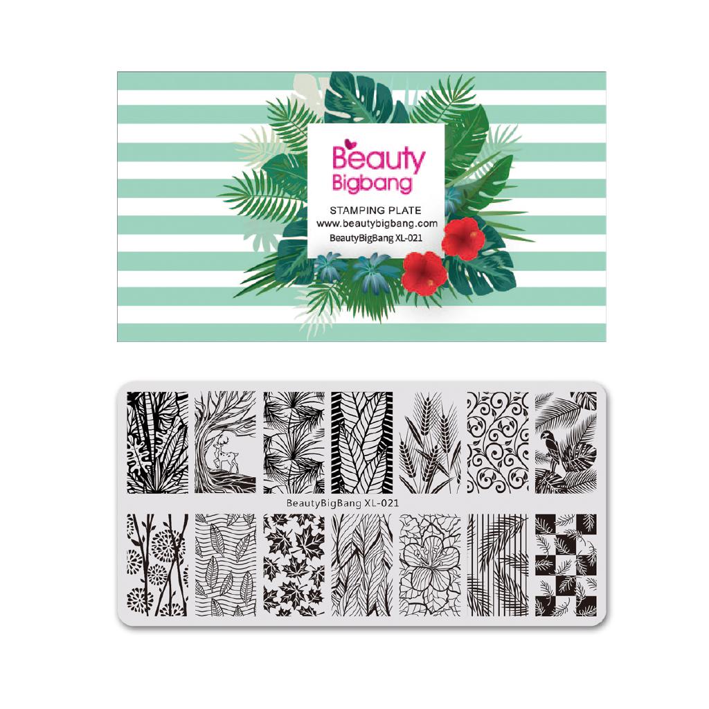 BeautyBigBang XL-021 6*12cm Rectangle Nail Stamping Plates Autumn Leaf Pattern Nail Art Stamp Template