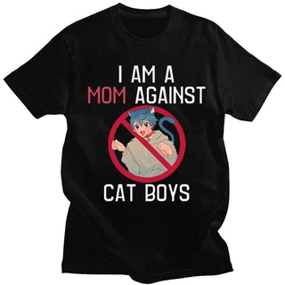 เสื้อยืดผู้ 【Sportwear】เสื้อยืด ผ้าฝ้ายแท้ 100% พิมพ์ลายอนิเมะ I Am A Mom Against Cat น่ารัก สไตล์คลาสสิก สําหรับผู้ชาย