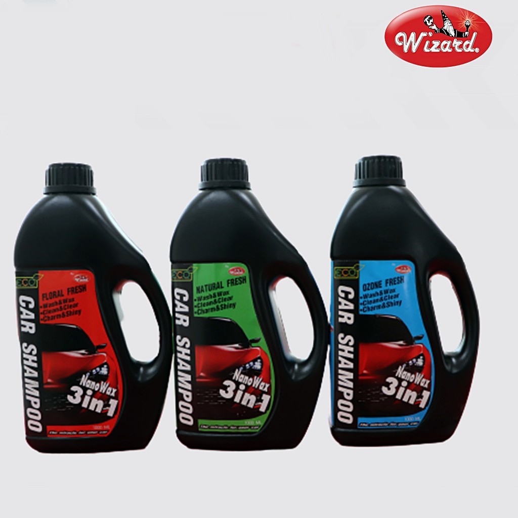 Good Car Wizard Eco Car Shampoo น้ำยาล้างรถ Nano Wax 3 in 1 1000 ml.น้ำยาล้างรถมอเตอร์ไซค์   แชมพูล้
