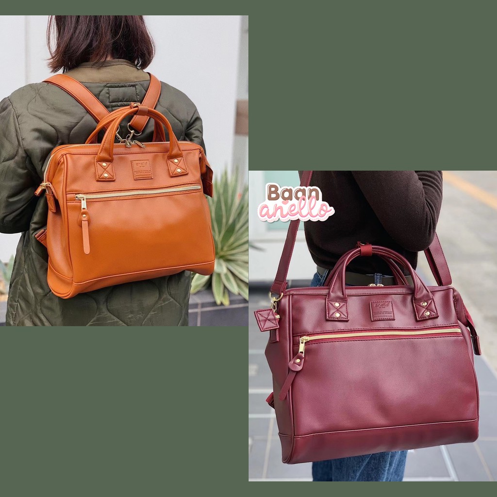 [ของแท้ หนังใหม่]  Anello PU Boston Size-L RETRO 3WAY (AHB3775)