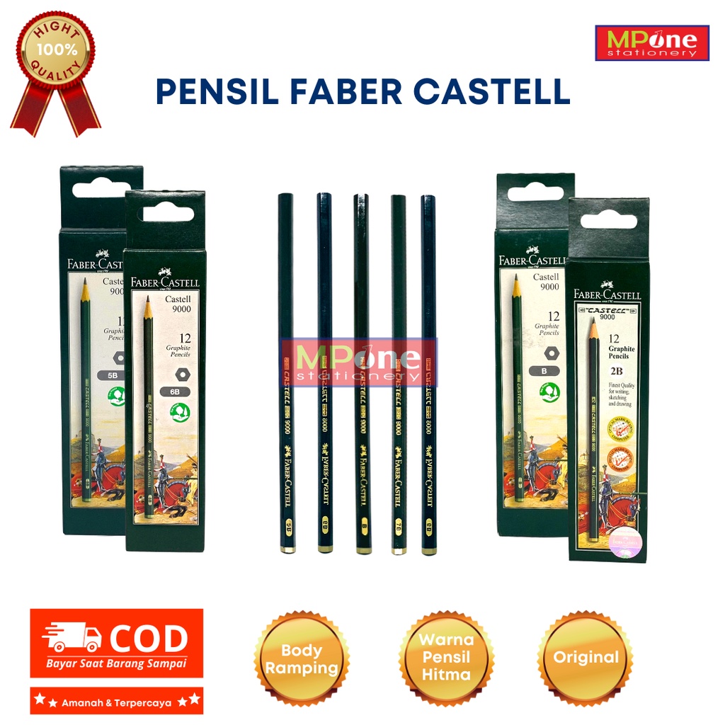 (1PCS) ดินสอปราสาท Faber / Faber 2B, 6B, B, 5B, 7B, 8B, HB, 2H, 3H, 4H, 5H, HB, H, F ดินสอ / ดินสอไม