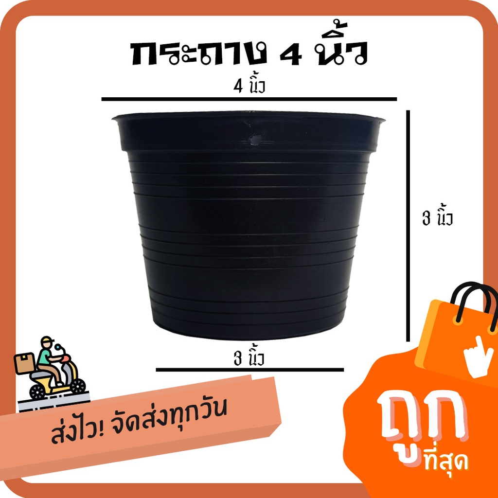 [มีโค๊ดส่วนลด60บาท]เกษตรเงินล้าน กระถางกลมดำ 4นิ้ว อย่างดี พร้อมส่ง By.คิม เกษตรเงินล้าน