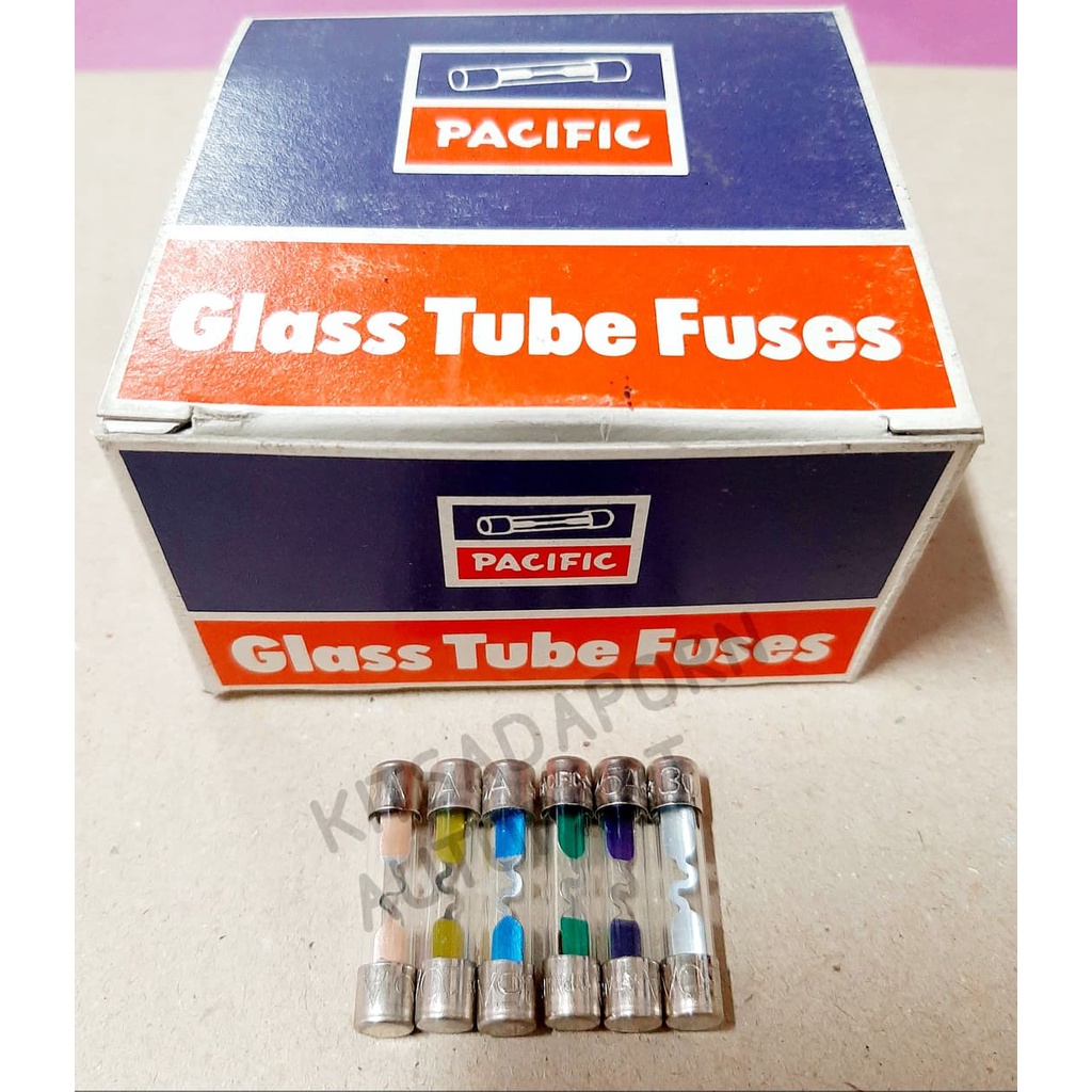 แยกขายต่อชิ้น!! ฟิวส์หลอดแก้วรถยนต์ Pacific, ญี่ปุ่นแท้, 5A-30A, ความยาว 3 เซนติเมตร, เกรดเอ ใช้ได้ดี ทนทาน