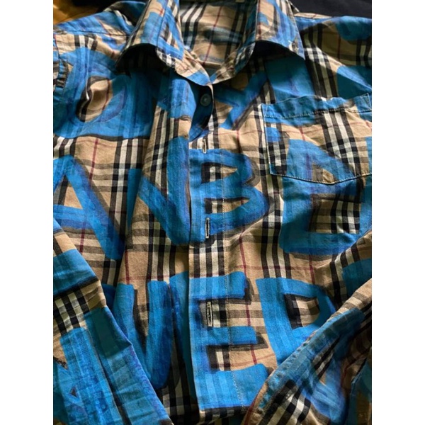 burberry​ shirt​ graffiti​ blue | Shopee Thailand