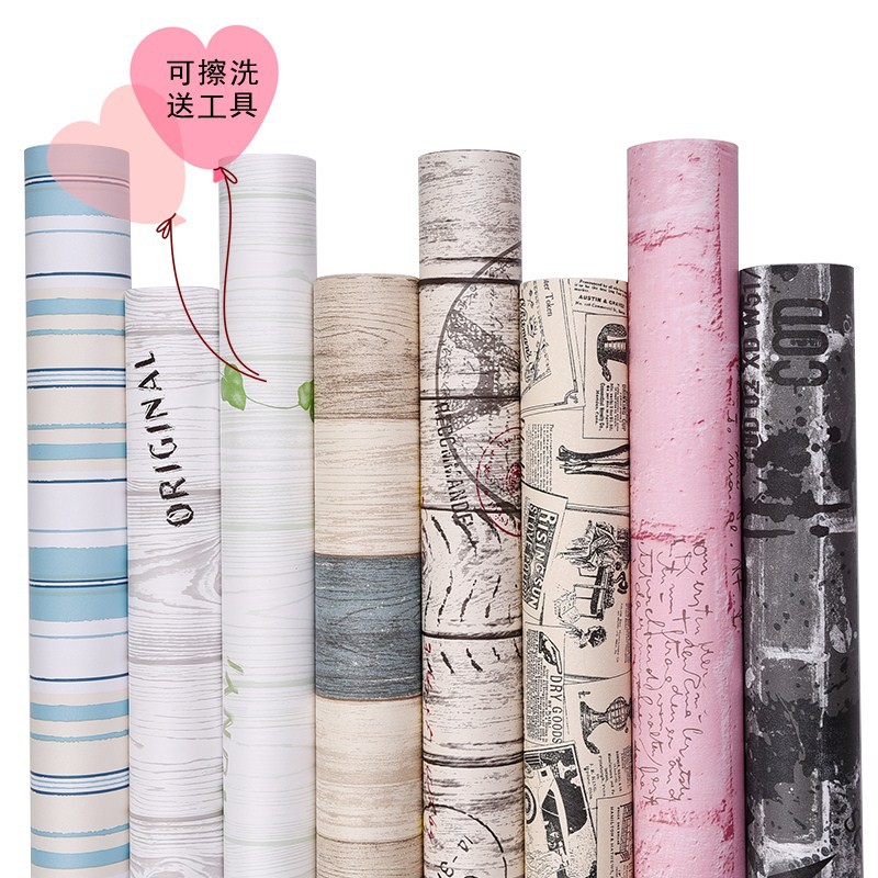 🌟PVC self adhesive wallpaper🌟●ปรับปรุงห้องนอนหอพักวอลล์เปเปอร์กันน้ำ