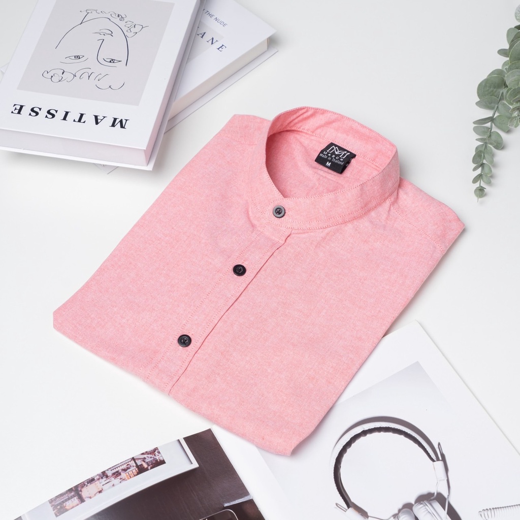 16 สี [พร้อมส่ง] เสื้อเชิ้ตแขนสั้นคอจีน สีโอรส เสื้อเชิ้ตผู้ชาย S-XXL